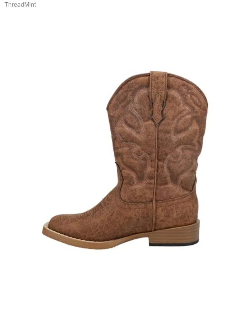 Toddler Boys Western Cowboy Boots Square Toe Pull-On Faux Leather